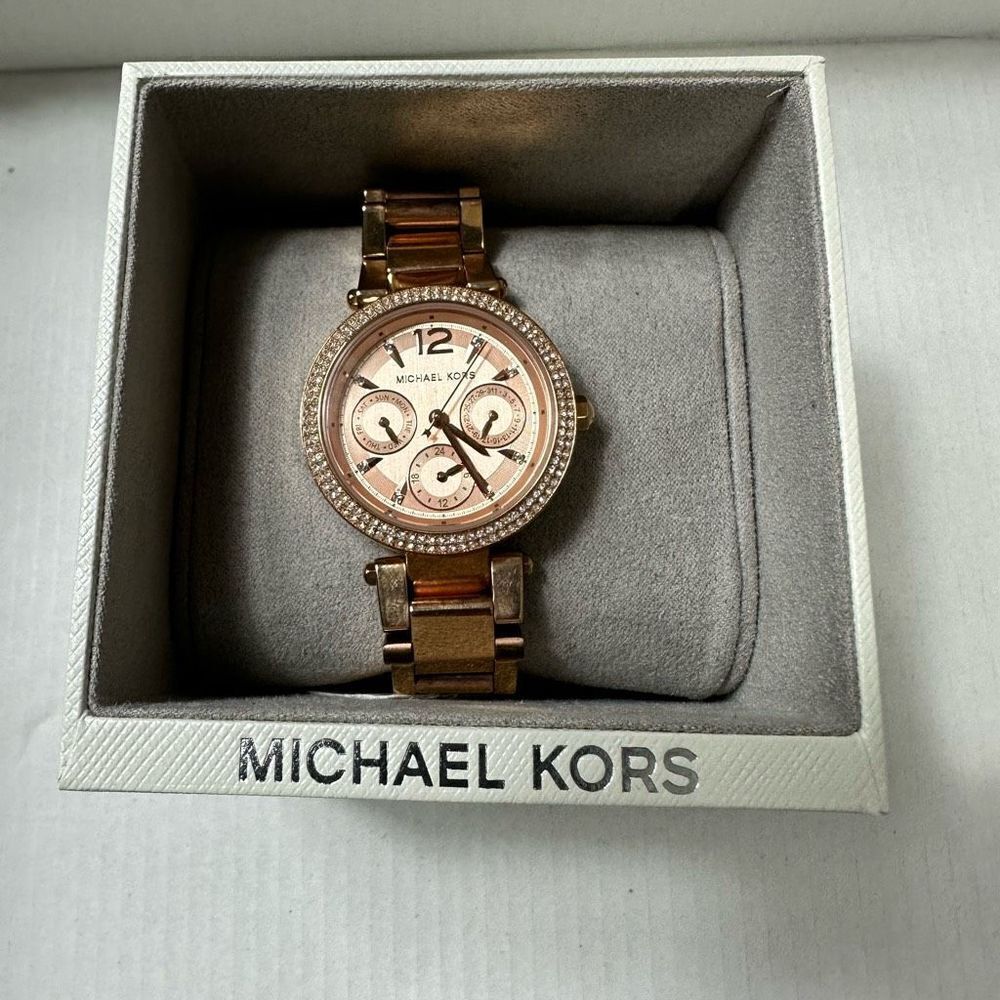 Michael Kors Mini Parker Rose Gold Watch - MK6352 EUC - Battery Replaced -A709